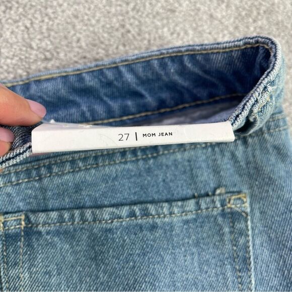 BP Mom Jeans Women's 27 Blue Light Wash High Rise Straight Leg Distressed - Picture 6 of 11